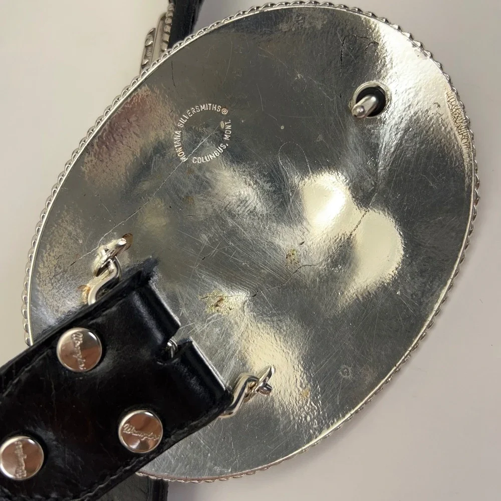 Montana Silversmiths Large Engraved Bullrider Buckle Wrangler Concho Belt Men 36
